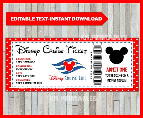 Disney cruise ticket ideas example