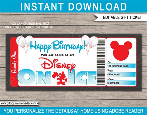 Mickey Mouse-themed Disney On Ice Ticket Template