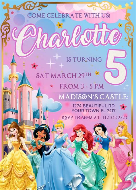 Disney Princess Anniversary Invitation Templates