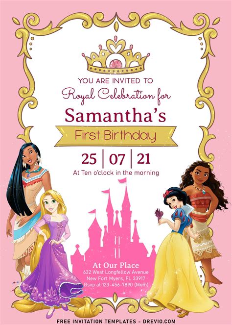 Disney Princess Birthday Invitation Templates