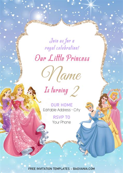 Disney Princess Birthday Party Invitation Template