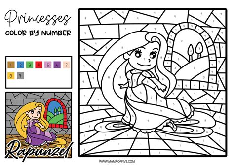 Disney Princess Color by Number Printable 5