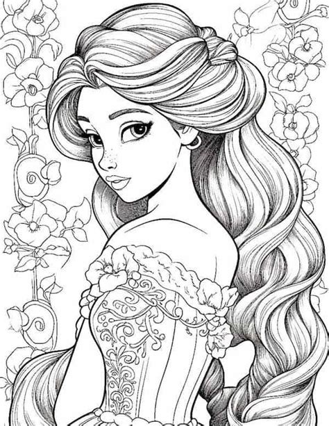 Disney Princess coloring pages for adults