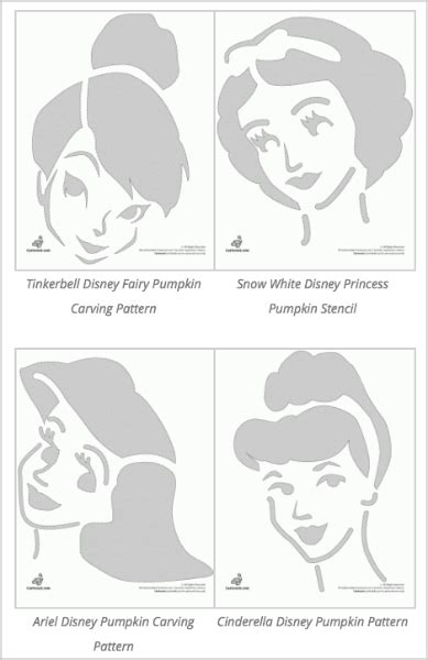 Disney Princesses Pumpkin Stencil