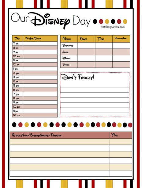 Disney Template Planning