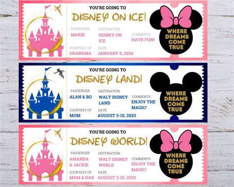 Disney ticket design and layout