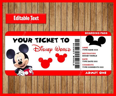 A Disney ticket printable for kids with a fun theme