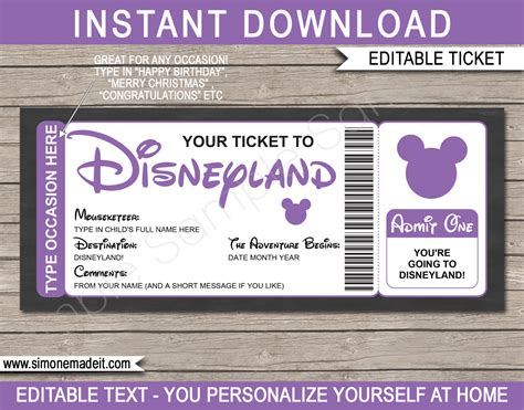 Disney Ticket Template Tips