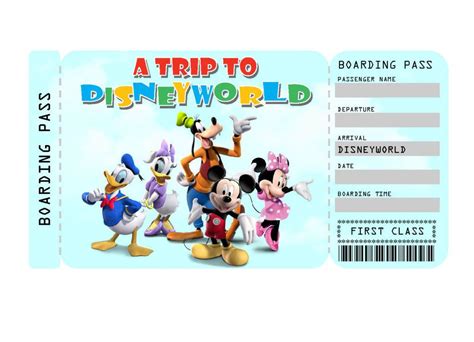 Disney World Ticket Template with Character