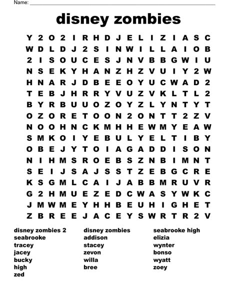 Disney Zombies word searches