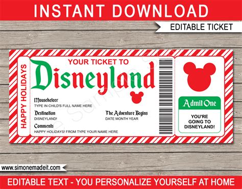 Disneyland Ticket Printables 1