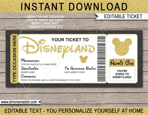 Disneyland Ticket Template Design Inspiration