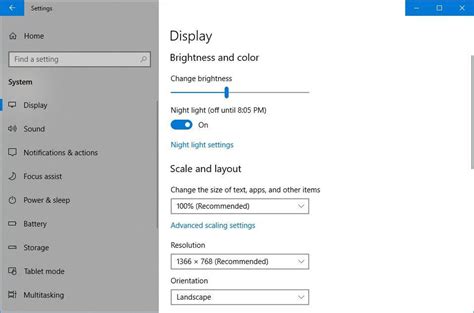 Display configuration settings