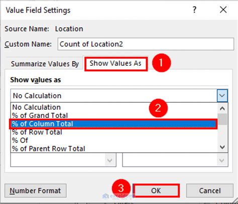 Value Field Settings Option