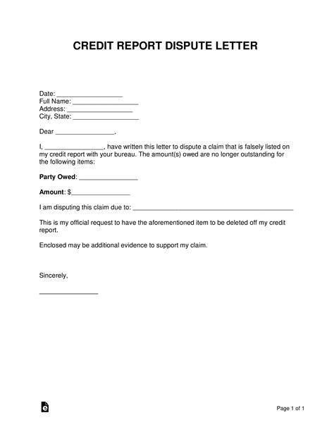 Dispute letter template pdf document