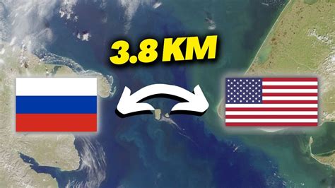 Map showing the distance between the US and Russia across the Pacific Ocean