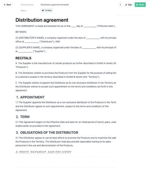 Distribution Contract Template