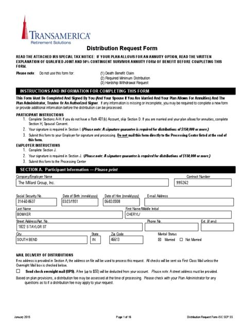 Distribution Request Form Instructions