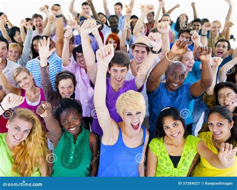 Diverse group of people celebrating, indicating a sense of community and joy