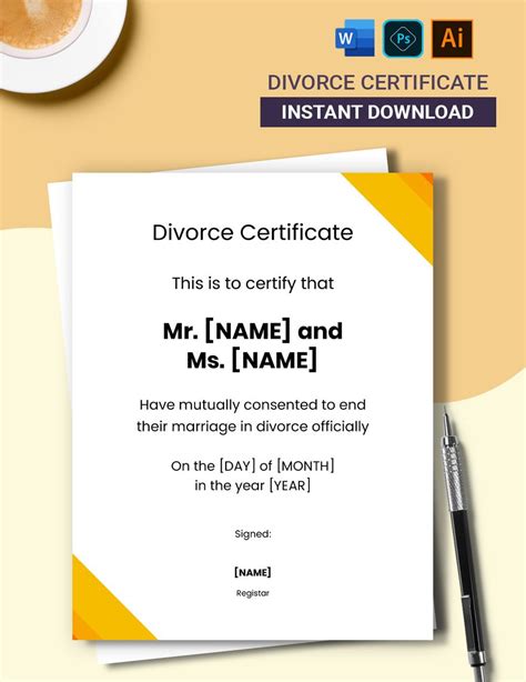 Divorce Certificate Template 1