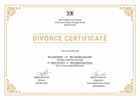 Divorce Certificate Template 10