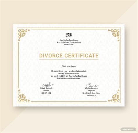 Divorce Certificate Template 2