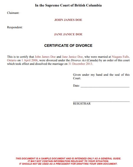 Divorce Certificate Template 6