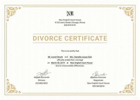 Divorce Certificate Template 9