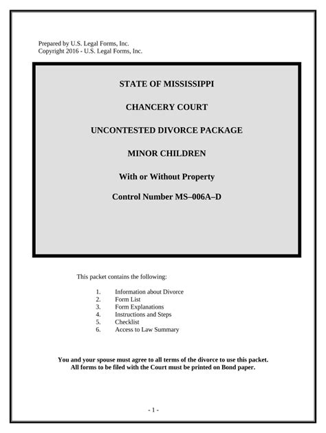 Mississippi Divorce Papers