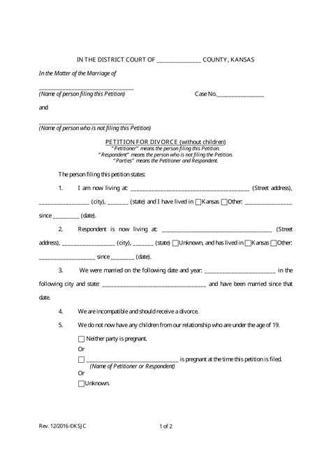 Divorce Petition Kansas