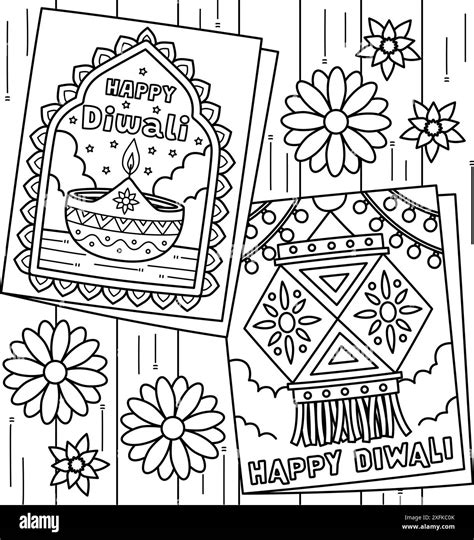 Diwali Greeting Card Coloring Page