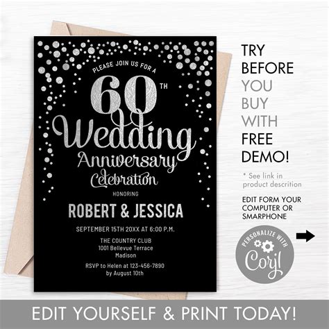 DIY 60th Anniversary Invitations