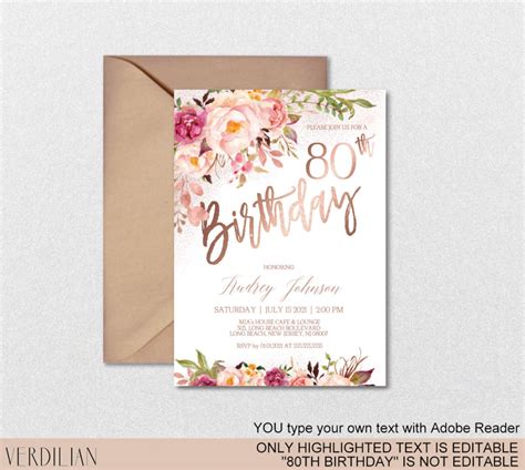 DIY 80th Birthday Invitation