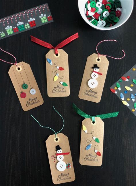 DIY Christmas gift tags made from paper and ribbon