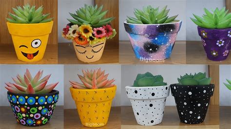 DIY flower pot designs with colorful flowers