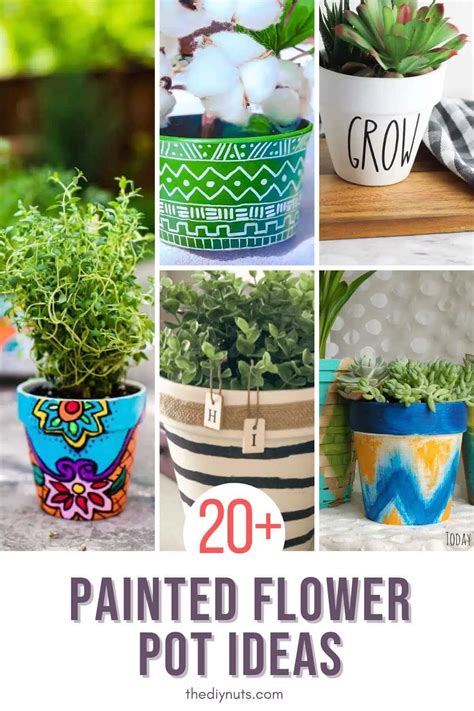 DIY flower pot designs with various patterns and colors