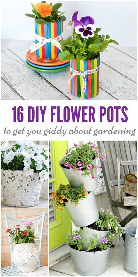 DIY flower pot designs with colorful flowers and plants