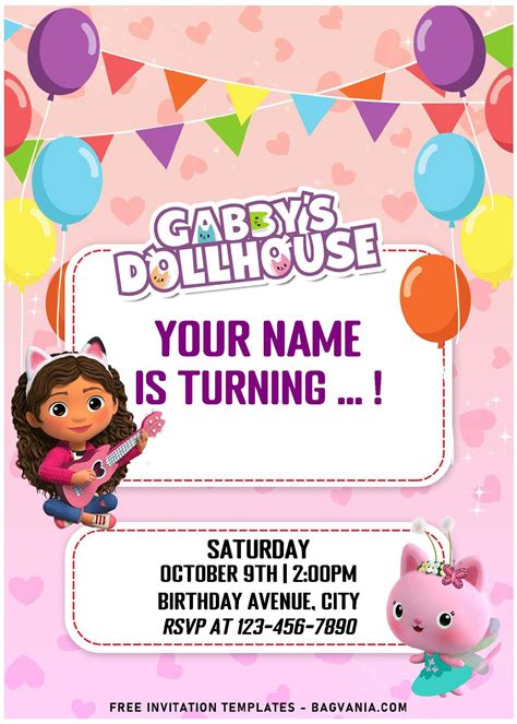 DIY Gabby Dollhouse Invitation Template