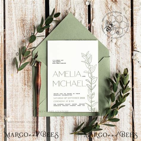 DIY green wedding invitations