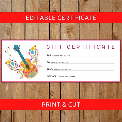 DIY Guitar Lesson Gift Certificate Template