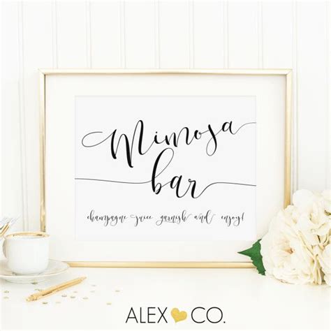 DIY mimosa bar sign with hand-drawn illustrations and fonts