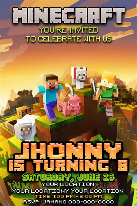 DIY Minecraft Party Invitations