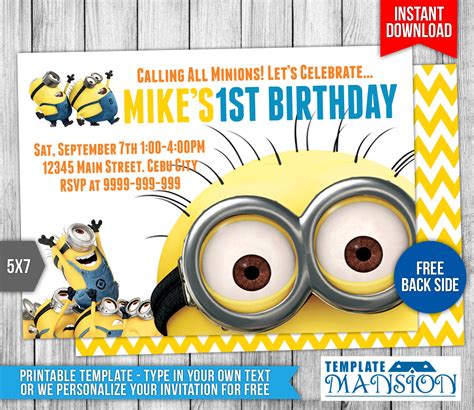 DIY Minion Invitation Templates