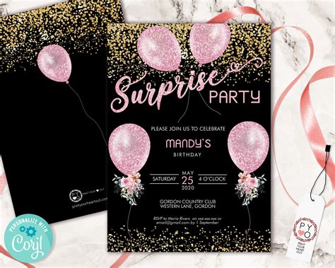 DIY Pink Birthday Invitation Template Design Ideas