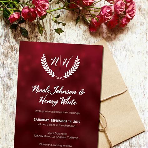 DIY Red Wedding Invitation Templates and Ideas