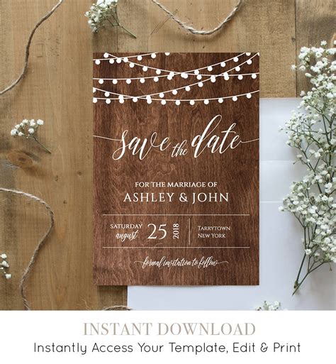 DIY Rustic Save the Date Template