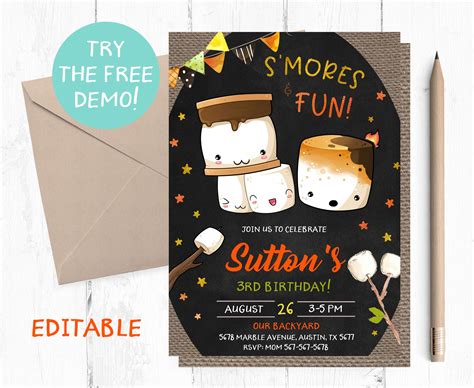 DIY S'mores Invitation Ideas