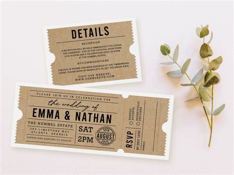 DIY Ticket Wedding Invitation