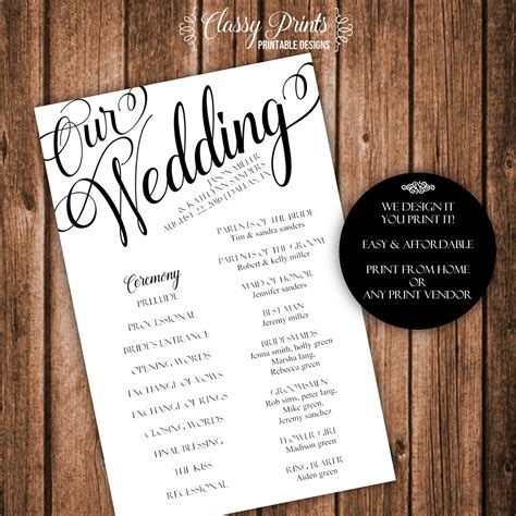 DIY Wedding Program Template