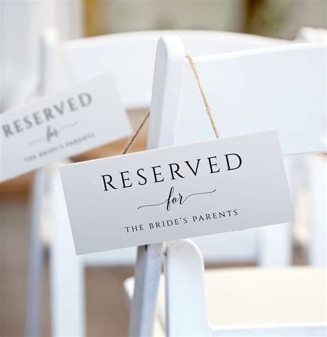 DIY Wedding Reserved Signs